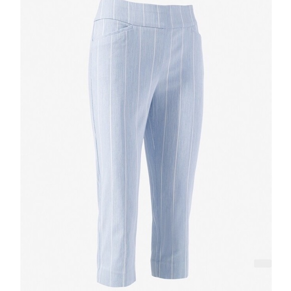 Chico’s 1.5 perfect stretch spring stripe josie slim capri NWT (M) - Picture 2 of 5